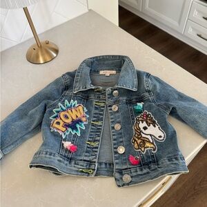 Sara Sara Blue Jean Jacket with Cartoon Patches